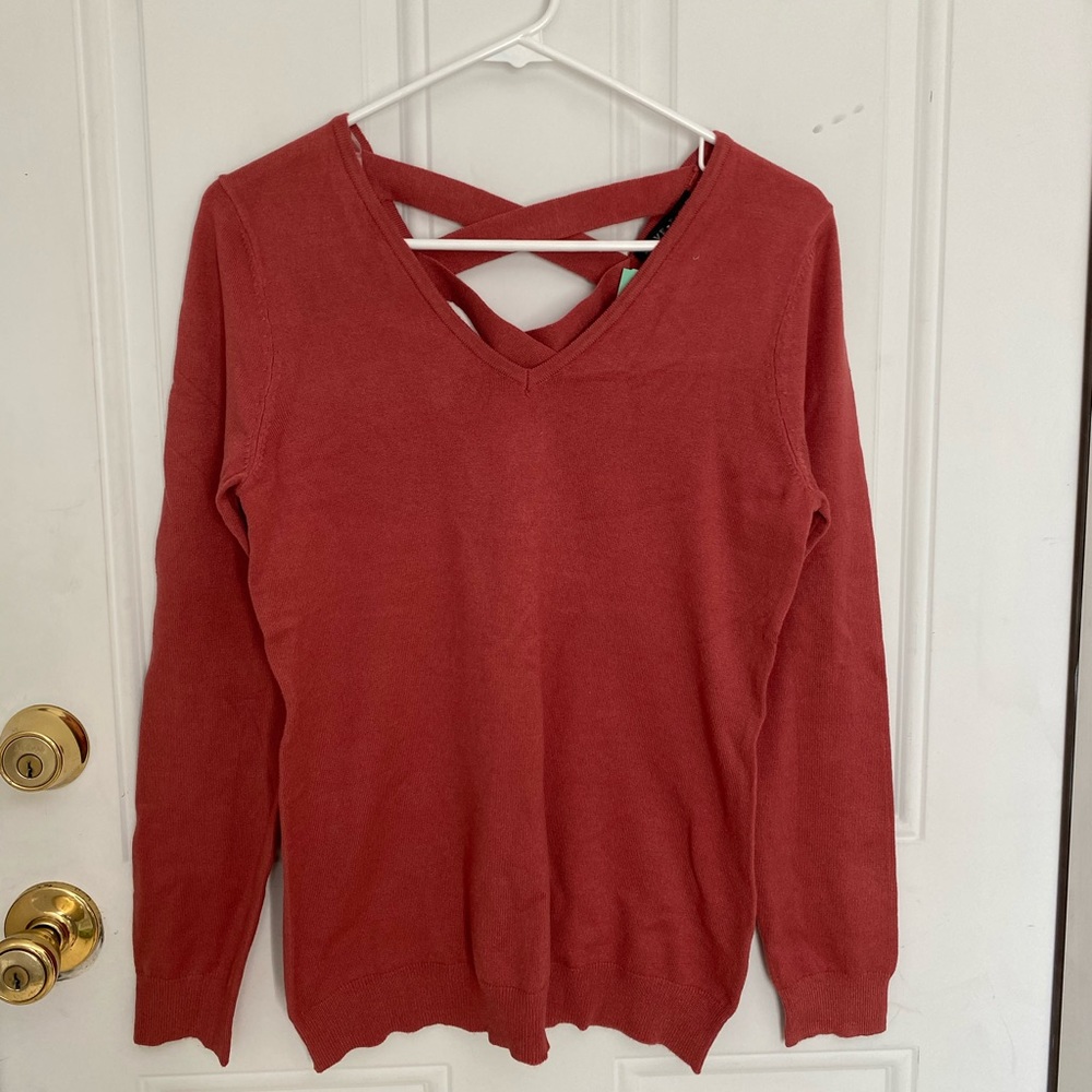 Coral Cross Back Detail Sweater